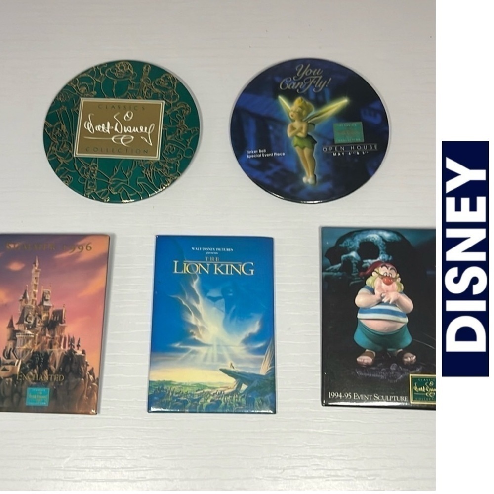 Walt Disney Collectibles Vintage - 4 Classic Pins‎ & 1 Disney Magnet